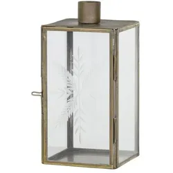 Chic Antique Kerzenständer Glas und Metall mit Schliff, H16/L7,5/B7,5 cm, messingfarben