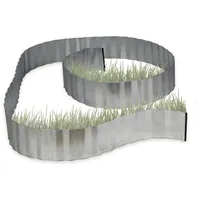 Relaxdays Rasenkante verzinkt, Beetumrandung Metall, Beeteinfassung als Wurzelsperre, 5 m x 16 cm, flexibel, silber, grau