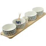 MARELIDA Tapas Set Servierset Servierplatte mit 4 Schalen Dipschalen Fingerfood