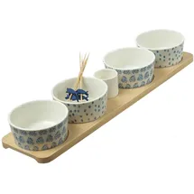 MARELIDA Tapas Set Servierset Servierplatte mit 4 Schalen Dipschalen Fingerfood