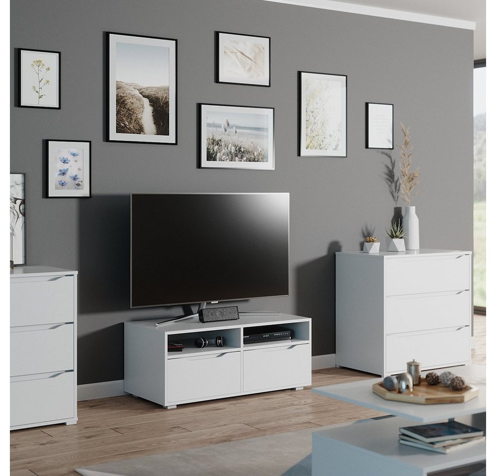 Vicco Lowboard Fernsehschrank TV-Schrank RUBEN 100cm Weiß weiß 100,2 cm x 42,5 cm x 48,1 cm