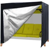 BUJUYUXU Hollywoodschaukel Abdeckung Wasserdicht - Schutzhülle mit Doppeltem Reißverschluss, 420D Oxford Gewebe Abdeckplane für Hollywoodschaukel (180 * 125 * 170cm) - Schwarz