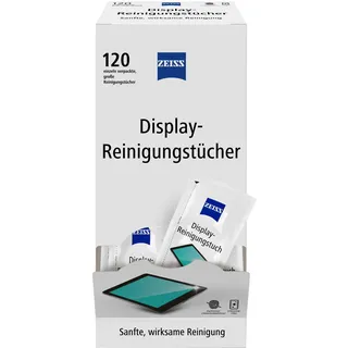 Zeiss Display-Reinigungstücher alkoholfrei 120 Stück zur sicheren & effektiven Reinigung optischer Flächen - jedes Tuch einzeln verpackt - ideal für unterwegs oder auf Reisen