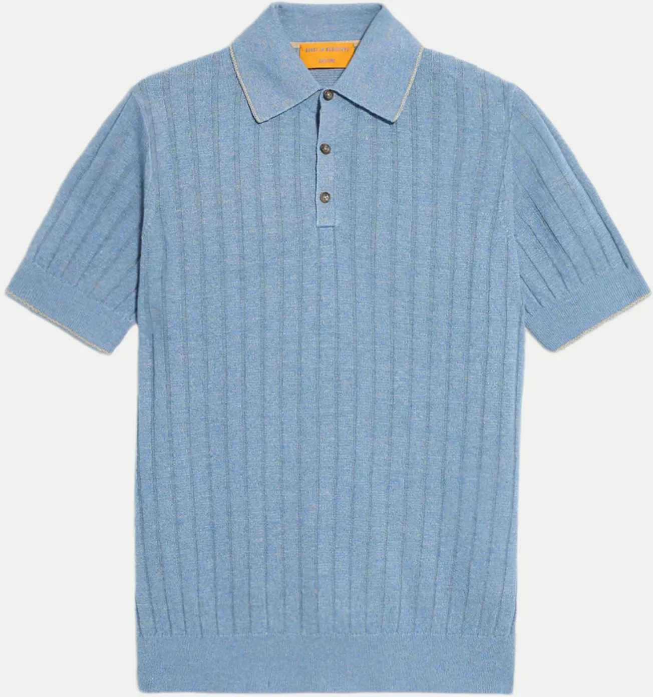 Teddy Polo Seiden-Leinen-Mischung Blau M