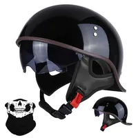 Jethelm Retro Motorrad Halbhelm Schwalbenschwanz Chopper Helm Roller Helm, ECE-Zulassung, mit Sonnenblende Schnellverschluss-Schnalle, für Erwachsene Männer und Frauen M~XL