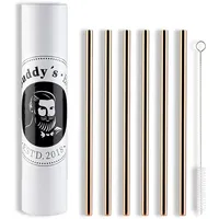 Buddy's Buddy ́s Bar", braun (kupferfarben), B:0,8cm H:21,5cm L:0,8cm T:0,8cm Ø:0,8cm, Edelstahl, Küchenhelfer-Sets, wiederverwendbar, 6 Strohhalme + Reinigungsbürste, Kupfer-Look