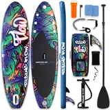SereneLife Stand Up Paddling Board Set, SUP Board Komplettes Zubehör, Stand Up Paddle Board für Kinder & Erwachsene, Surfbrett & Tragetasche, Paddle Set Anti-Rutsch mit Pumpe, Auflasbares Paddelbrett