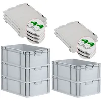 Proregal 5x Eurobox NextGen Grip mit Scharnierdeckel und grünen