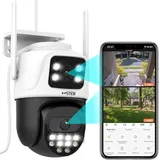 Wlan 2K Überwachungskamera aussen Wifi Dual-Objektiv IP Kamera Outdoor Auto Haus