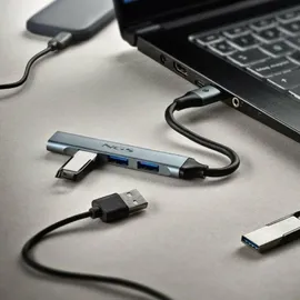 ngs IHUB4 Micro – USB Hub 4 Anschlüsse (1x USB 3.2 Gen1 5Gbps + 3X USB 2.0), kompakt, Plug & Play, kompatibler PC und Mac, 100 mm Kabel