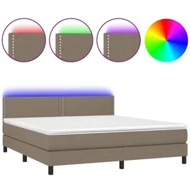 vidaXL Boxspringbett mit Matratze & LED Taupe 180x200 cm Stoff