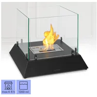 Klarstein Echtfeuer-Dekokamin Phantasma Cubo Ethanol-Kamin (Set), Ethanol-Kamin freistehend Tischkamin Edelstahl-Brenner schwarz