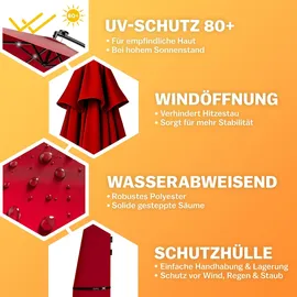 Kingsleeve Ampelschirm Ø 300 cm Rot