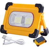 80 W wiederaufladbarer LED-Flutlicht, 4 Modi, tragbares Solar-Arbeitslicht mit USB, wasserdichter Notfall-Baustrahler mit 11000 mAh Akku für Camping,