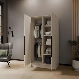 WFL GROUP Drehtürenschrank Mono Bis 102 x 200 x 51 cm Beige