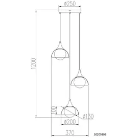 Nowa Hängeleuchte Pendelleuchte Esszimmerlampe Rauchglas opal 3-Flammig G9 schwarz