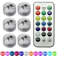 Mini Unterwasser Licht, 6 Stück LED Teelichter Bunt mit 1 Fernbedienung, Mehrfarbige Teichbeleuchtung, 4 Modi 13 Farben RGB,LED Kerzen,Led Licht mit Fernbedienung für Aquarium, Teich, Garten, Party