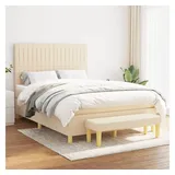 vidaXL Boxspringbett mit Matratze Creme 140x200 cm Stoff