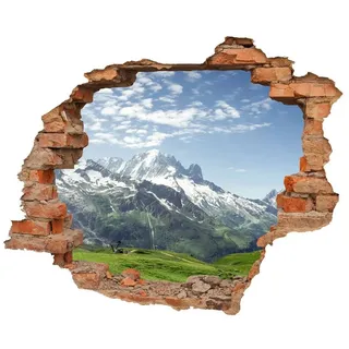 WCB Wandtattoo - Wanddurchbruch mit Aussicht "Almwiese und Berge" 90 x 74 cm - Wandsticker