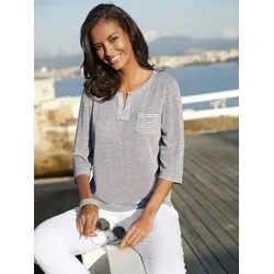 3/4-Arm-Shirt CASUAL LOOKS "Shirt", Damen, Gr. 40, grau, 65% Polyester, 35% Viskose, unifarben, meliert, Rundhals, Kurzarm, Shirts