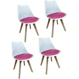 Hti-Living HTI-Living, Stühle, Esszimmerstuhl Samt 4er Set Atlanta Weiss/Pink