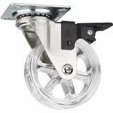 Dekorative Design Möbelrolle RAPID Rollen-Ø 75 mm transparent mit Bremse, Tragkraft 35 Kg, Höhe 97 mm, Lenkrolle von SOTECH
