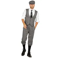 Metamorph Kostüm 20er Jahre Dandy grau, Elegante Kombination aus Weste, Hose und Mütze grau 48