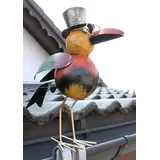 DanDiBo Ambiente Rabe für die Dachrinne 30 cm Bunt Vogel aus Metall 2344 Dachschmuck Gartendeko