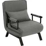 Woltu Schlafsessel 3 in 1 mit Bettfunktion, klappbares Schlafsofa mit verstellbarer Rückenlehne, Metallrahmen Leinen, Dunkelgrau - Dunkelgrau