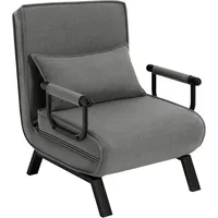 Woltu Schlafsessel 3 in 1 mit Bettfunktion, klappbares Schlafsofa mit verstellbarer Rückenlehne, Metallrahmen Leinen, Dunkelgrau - Dunkelgrau