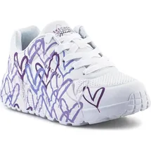 SKECHERS Uno Lite Spread The Love White Synthetic/Light Purple Trim 38