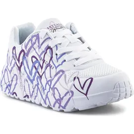 SKECHERS Uno Lite Spread The Love White Synthetic/Light Purple Trim 38
