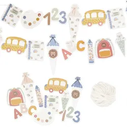 Papierdrachen Einschulungs-Girlande Pastell