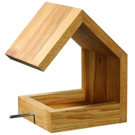 Dobar Design-Vogelhaus Eichenholz mit Satteldach und Anflugstange