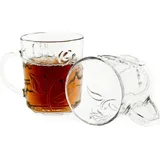 Almina Ela 6 Tlg. Gläser-Set mit Rosenmotiv Transaprent mit Henkel 230 ml