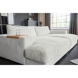 KAWOLA Big Sofa Cord 2-Sitzer Hellgrau