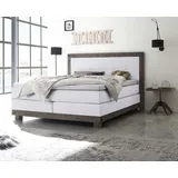 Hasena Chicago Boxspringbett 140-180 cm grau) / weiß Liegefläche:180 x 200 cm, Topper:Base-Topper