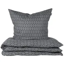 SCHIESSER Bettwäscheset Drops - Feinbiber - 2-teilig - 135 x 200 cm, - Grau