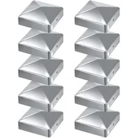 10 Pyramidenförmige Pfostenkappen, 100 X 100 Mm, Silber