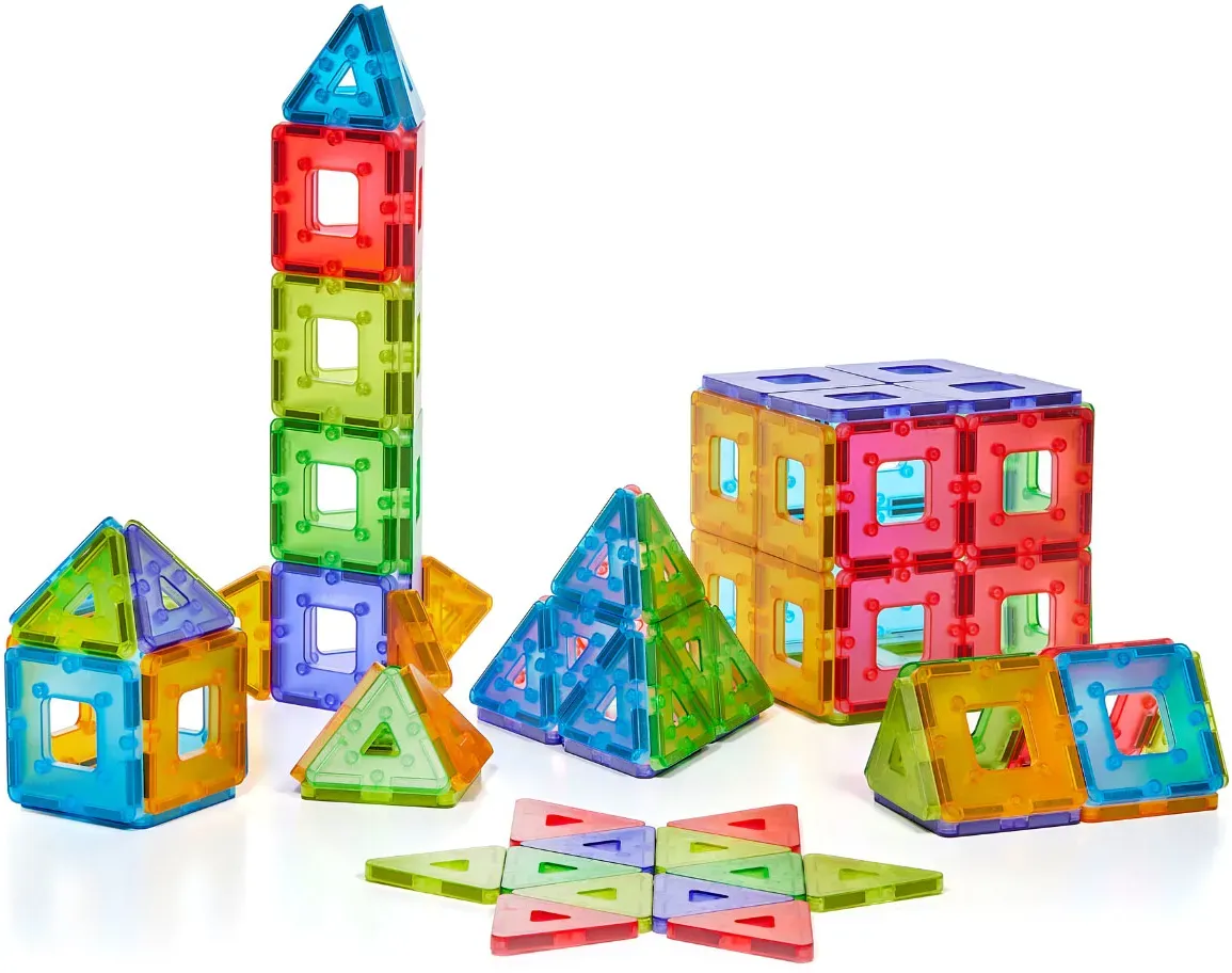 Konstruktionsspielzeug magnetisch 96-teilig Transparent - Polydron KinderMag Set - ab 3 Jahre, Lernspiel, robustes Design