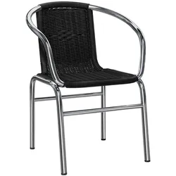 2er-Set Bistro Rattanstuhl | Schwarz | Stapelbar | Gastro Rattanstuhl, Outdoor Rattanstuhl, Terrassen Rattanstuhl
