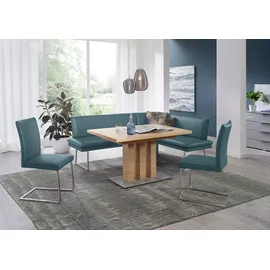 K+W Komfort & Wohnen Essgruppe K+W KOMFORT & WOHNEN "Santos III", blau (topas,), B:205cm H:86cm T:158cm, Sitzmöbel-Sets, Essgruppe, gepolsterte Eckbank und Stühle, langer Schenkel rechts oder links