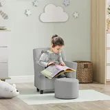 aiyaplay Kindersessel mit Fußhocker 45 x 43 x 50,5 cm Eukalyptusholz grau
