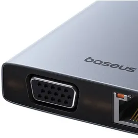 Baseus HUB PortalJoy Series 13in1 USB-C - 2x HDMI / DP / VGA / USB-A 3.1 / USB-C 3.1 / USB-A 2.0 / P (USB-C, 13 Ports), Dockingstation / USB Hub, Grau