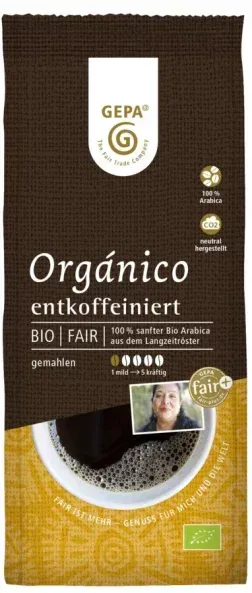 GEPA Cafe Organico, entcoffeiniert, gemahlen bio 250g
