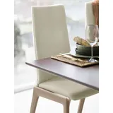 Polsterstuhl STRESSLESS "Laurel", beige (cream batick, walnuss), B:57cm H:105cm T:60cm, Leder BATICK: BATICK ist ein leicht korrigiertes, durchgefärbtes und genarbtes Möbelleder, bei dem die meisten Unebenheiten und Spuren in der Regel entfernt wurden., Stühle, Polsterstuhl, High Back, Größe M, mit abgerundeten Beinen in Walnuss