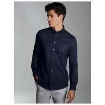 TRIGEMA Poloshirt "TRIGEMA Business-Hemd aus DELUXE-Single-Jersey", Herren, Gr. XL, blau (navy), Single Jersey, 100% Baumwolle, lang, ohne Ausschnitt, Shirts