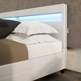 Home Deluxe LED Bett Nube mit Schubladen 200x200cm - versch. Ausführungen - mit Matratze - Weiß