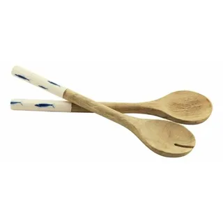 Salat-Besteck Fische ca. 30 cm  Mangoholz emailliert