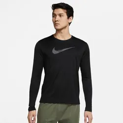NIKE Herren Sweatshirt Dri-FIT UV Run Division, BLACK/REFLECTIVE SILV, L